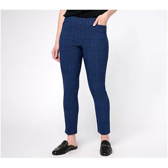 Susan Graver Printed Textured Woven Ankle Pants Royal/navy Plus 20  A610548 - Picture 1 of 2